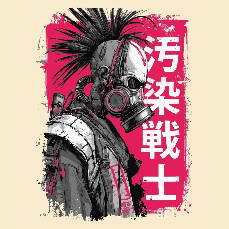 Punk warrior with characters