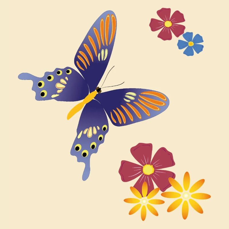 Papillon avec des fleurs