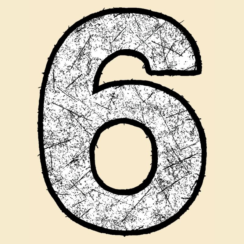 Six digits with scratch texture