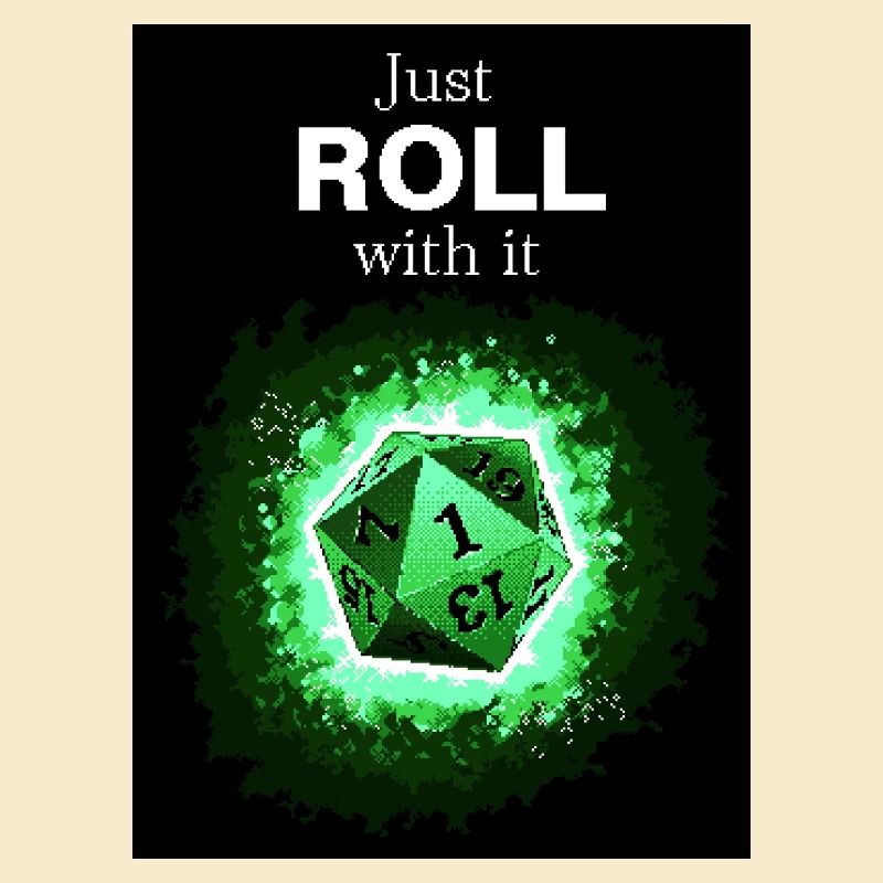 Just Roll With It Retro D20 Green Dice