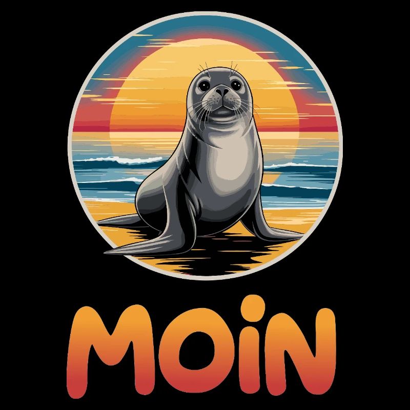 Mignon phoque Moin sur la plage Coucher de soleil