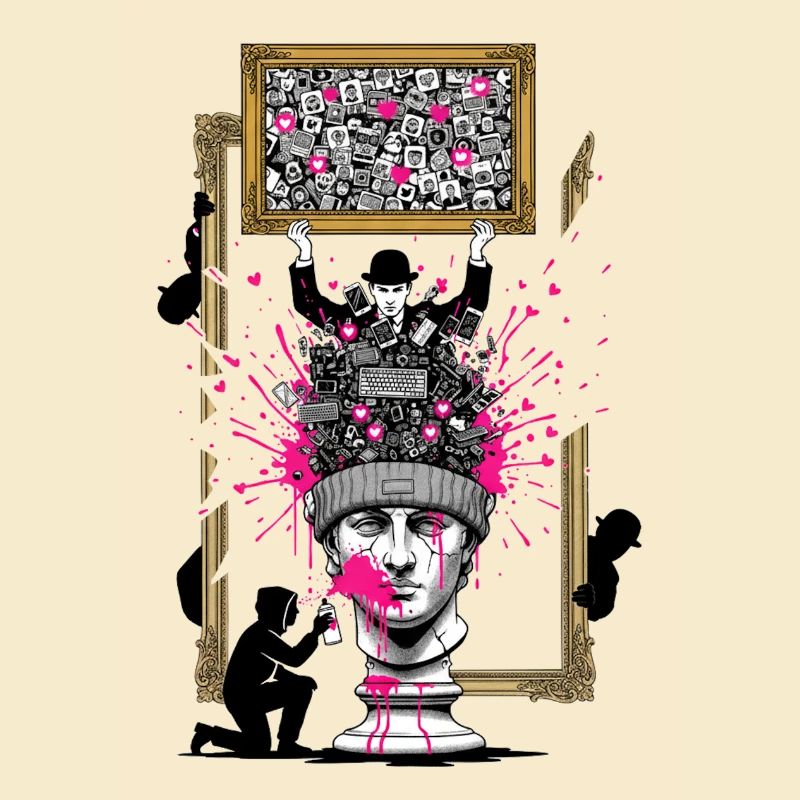 PopCollage Head Sculpture