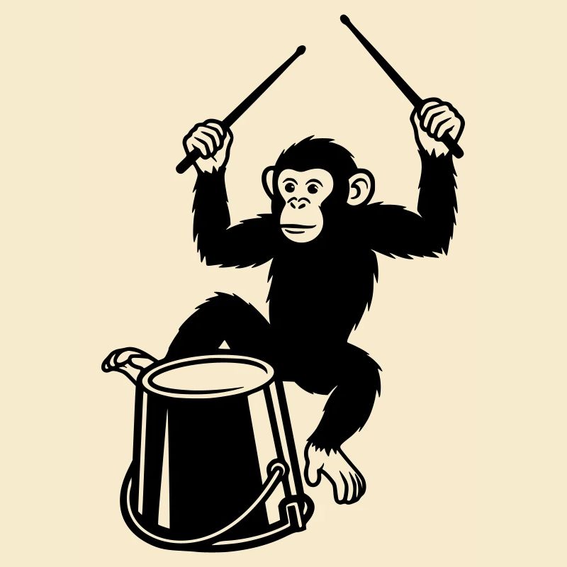 Drum Playing Monkey Cartoon Illustration