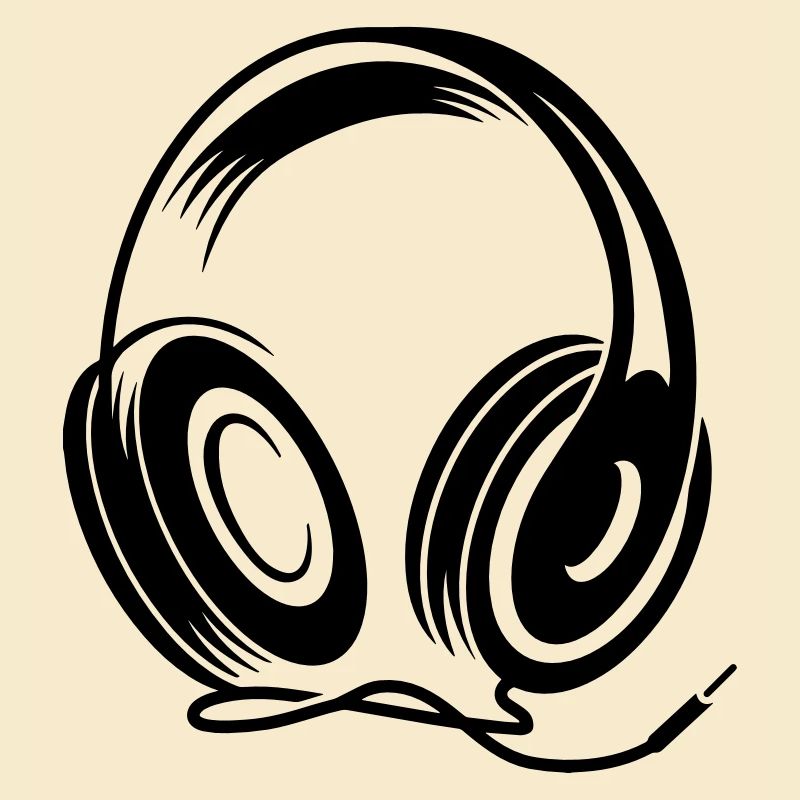 Kopfhörer mit Kabel im Stencil Stil