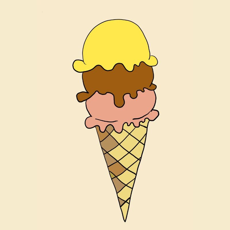 Gelbe Eiscreme Dreier-Sortiment