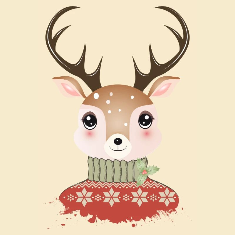 niedlicher schicker Hirsch mit Weihnachtspullover