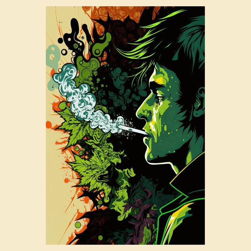 Visage psychédélique vert