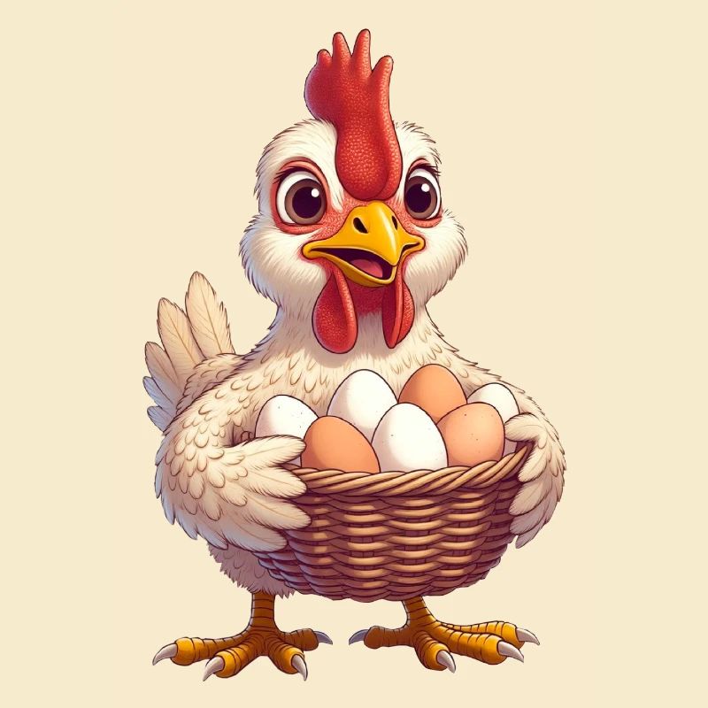 Huhn mit Eierkorb