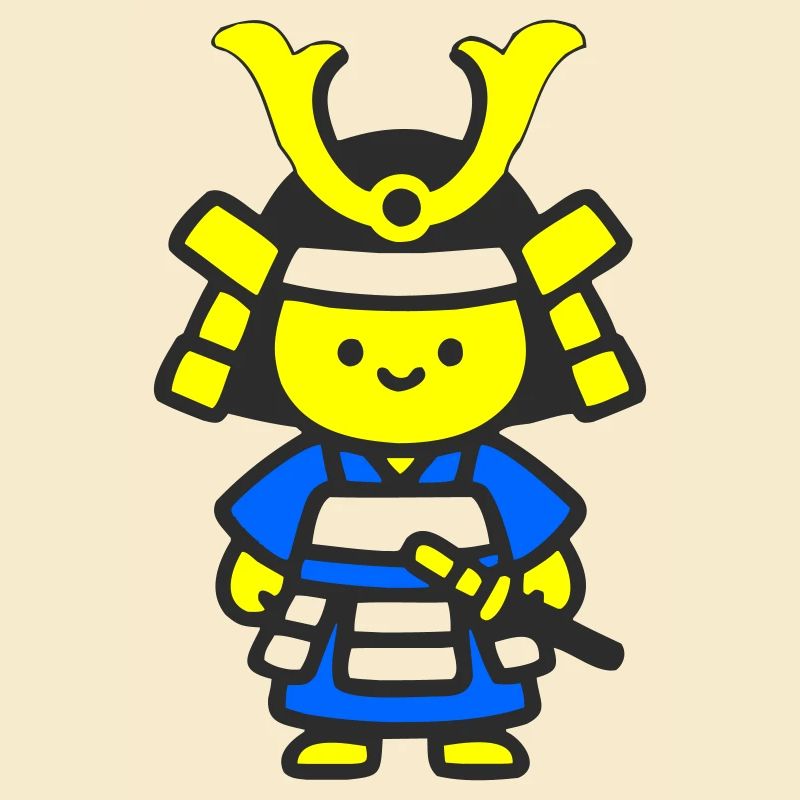 Kawaii Samurai in Blue