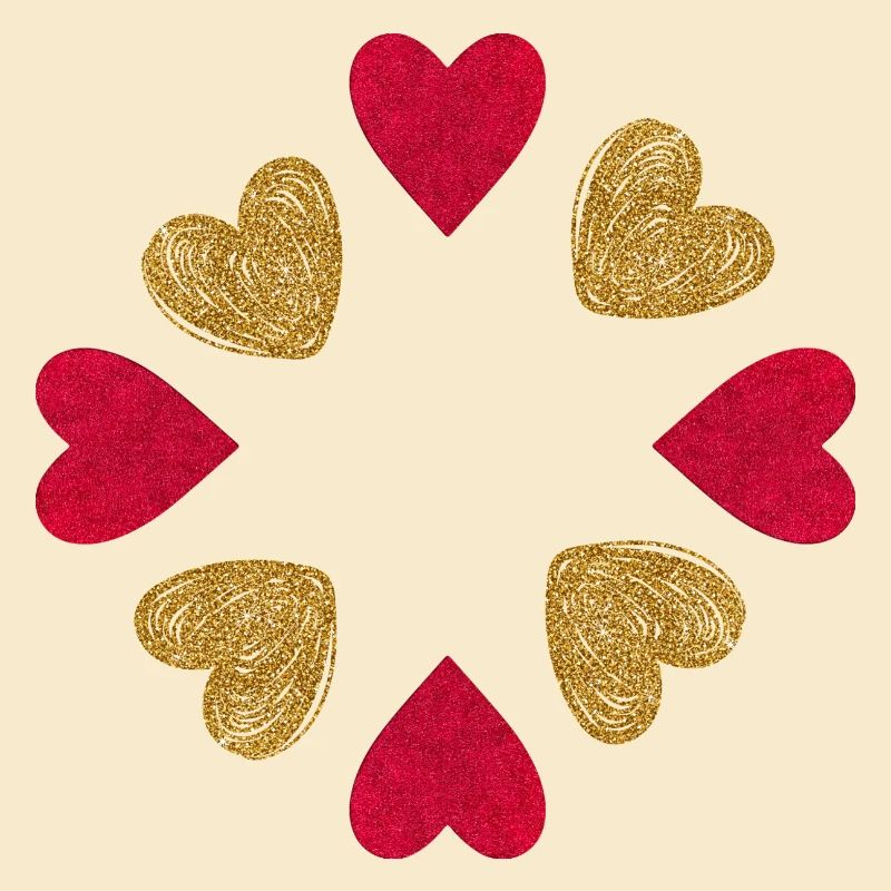Kreis der Herzen Glitzer Rotgold