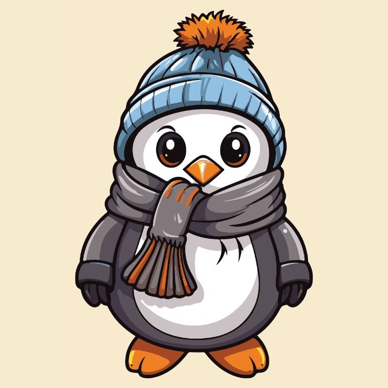 Pinguin Comic Niedlich Winter