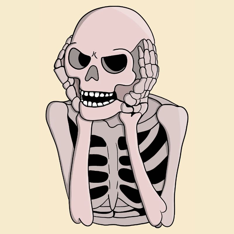 Ängstliche Skelettskizze
