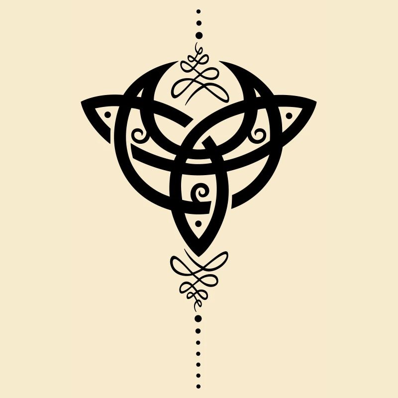 Celtic moon, crescent moon with Trinity symbol.