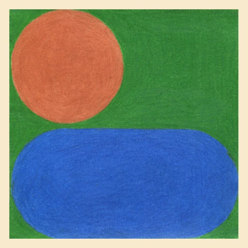Cercle orange et rectangle bleu