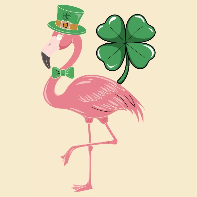 Flamant rose dans le style trèfle