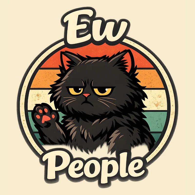 Grumpy retro cat in sunset