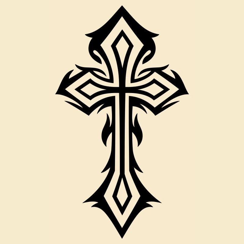 Cross, Crucifix, with thorns, gothic style.