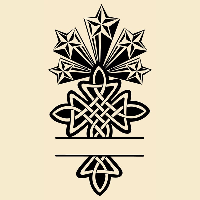 Monogramme de croix celtique cinq étoiles
