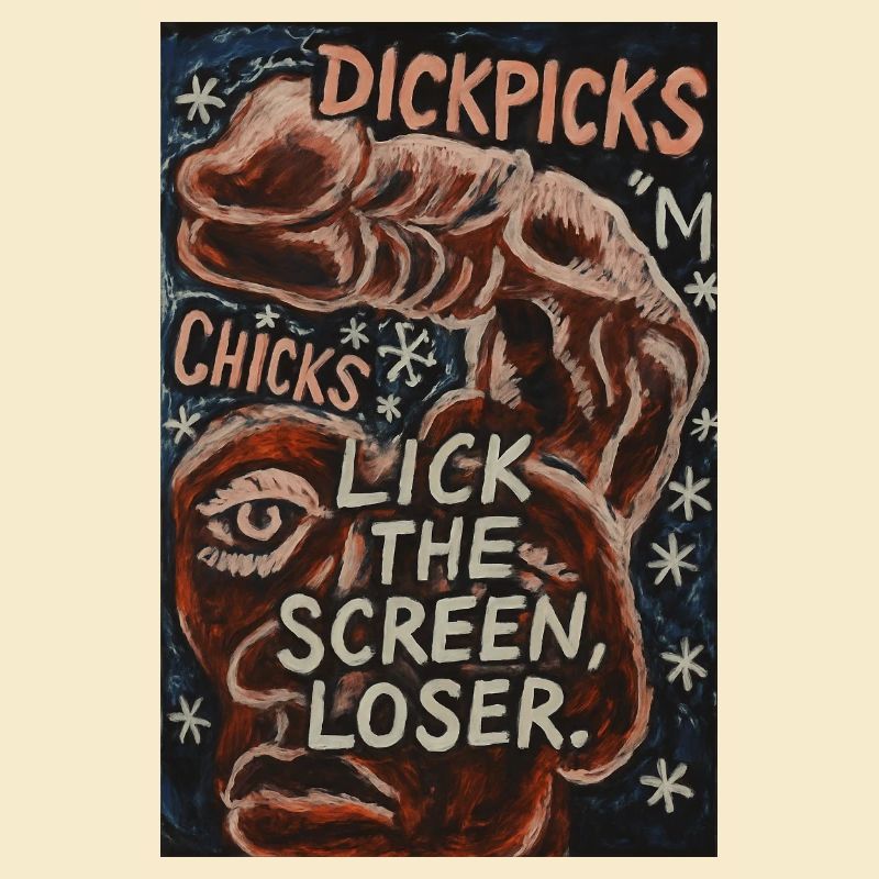Provocative artistic graphics with witty text