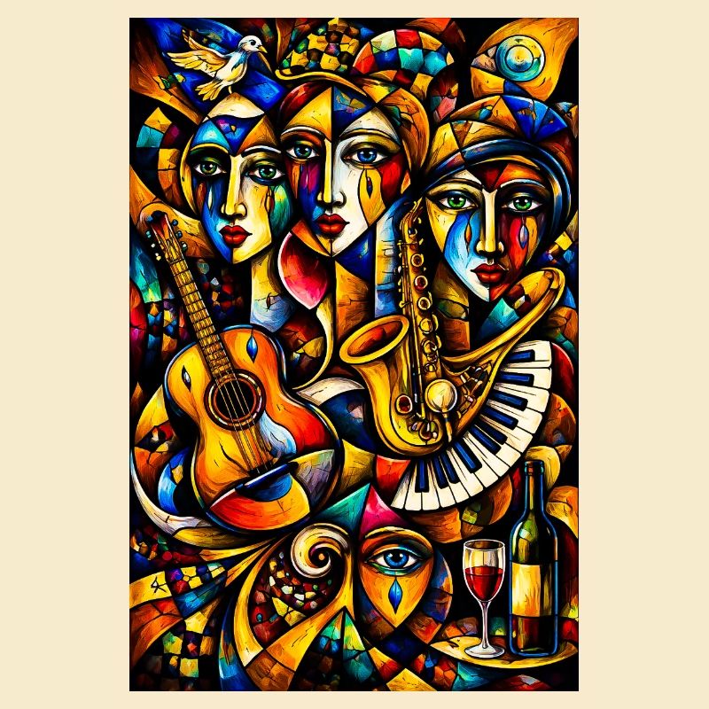 Collage musical de couleurs cubiste
