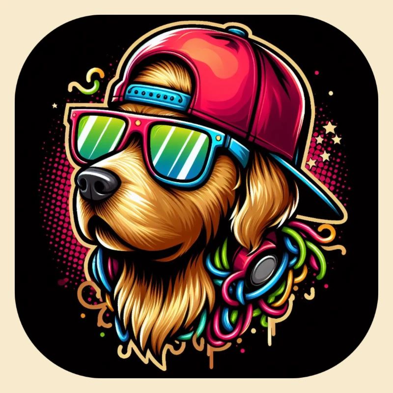 Chien graphique cool avec cappy et lunettes de soleil