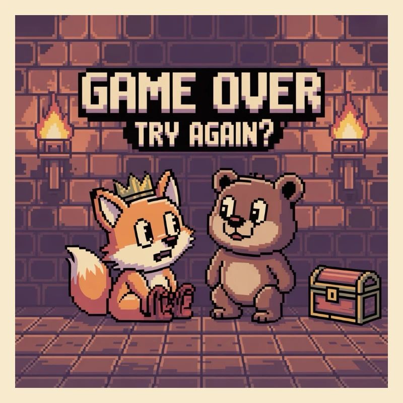 Pixel Art Game Over Scene for Pets