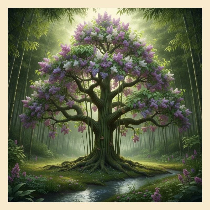 Arbre forestier à fleurs de lilas