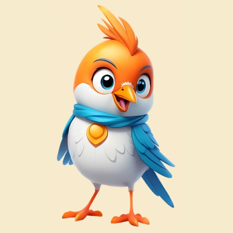 Oiseau coloré avec écharpe – Dessin de dessins animés