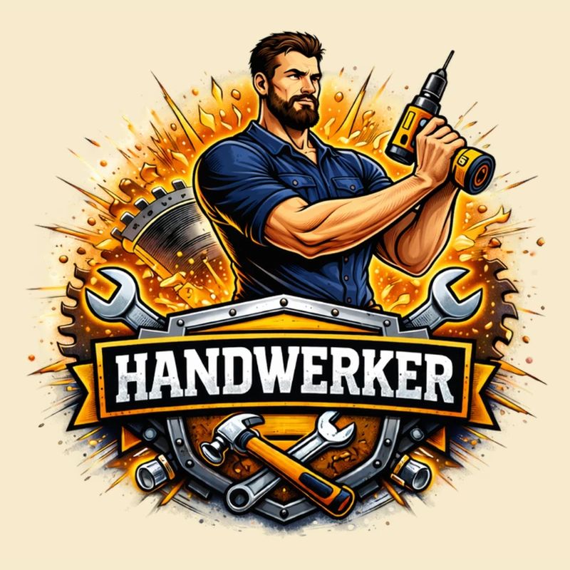 Logo Craftsman – Style de bande dessinée avec perceuse