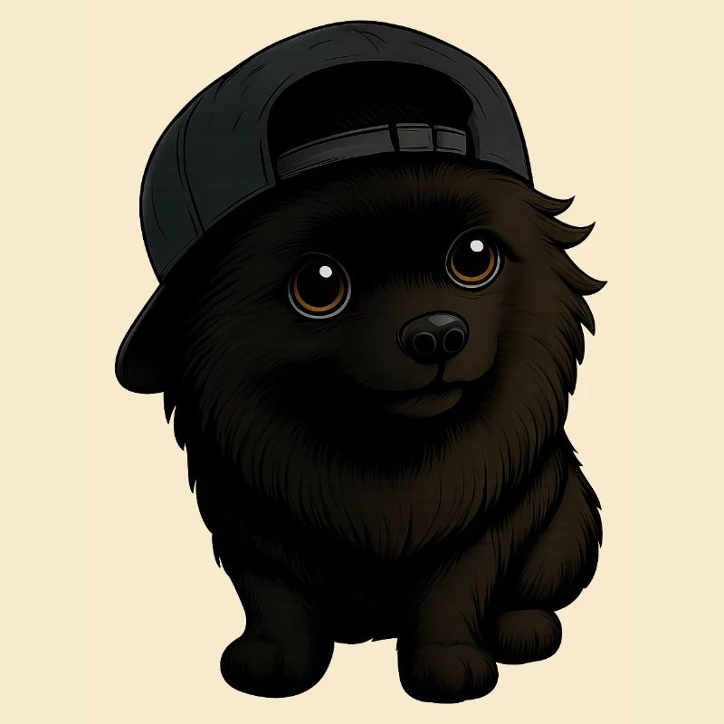 Chien Spitz drôle avec capuchon et expression