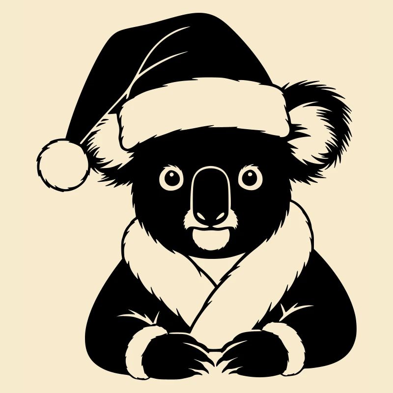 Weihnachts-Koala Comic – Schwarz Weiß