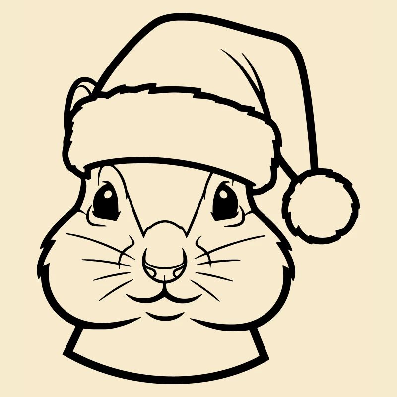 Visage d’animal mignon avec un chapeau de Noël