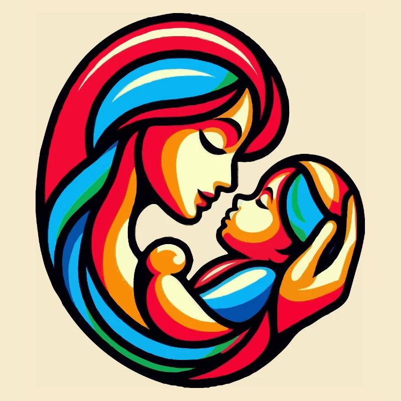 Bunte Mutter-Kind-Harmonie