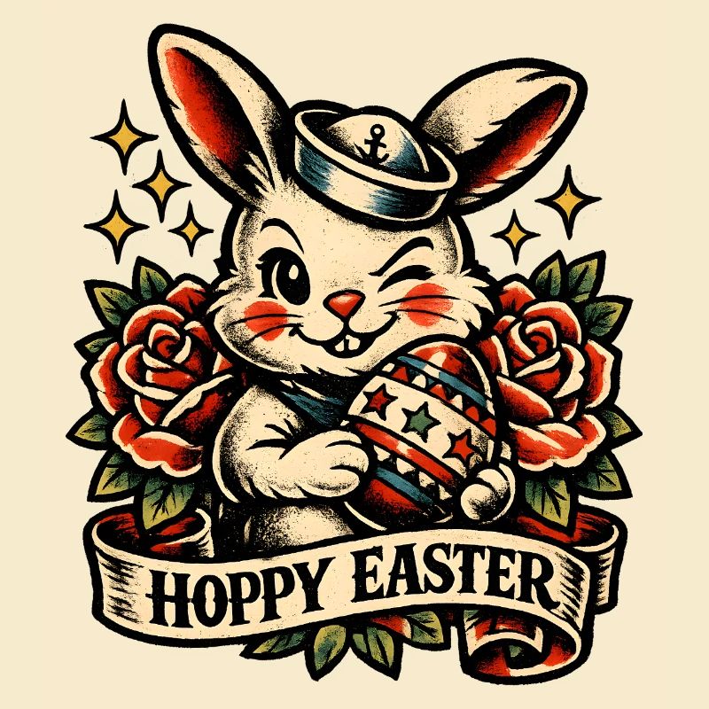 Hoppy Easter Easter Bunny with Easter Egg Vintage