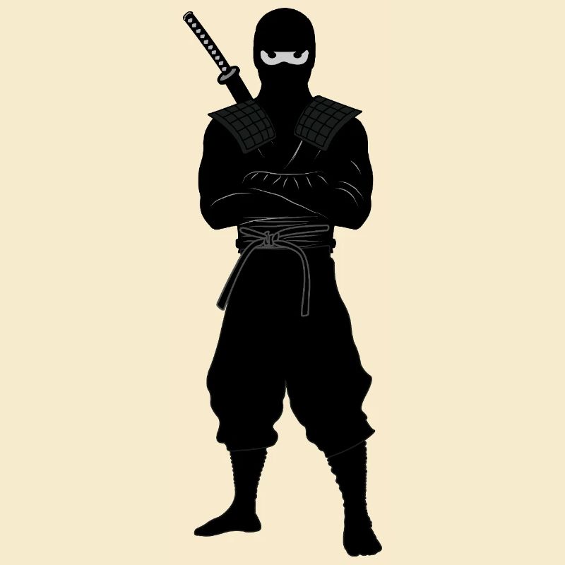 Ninja coriace avec une épée dans le dos
