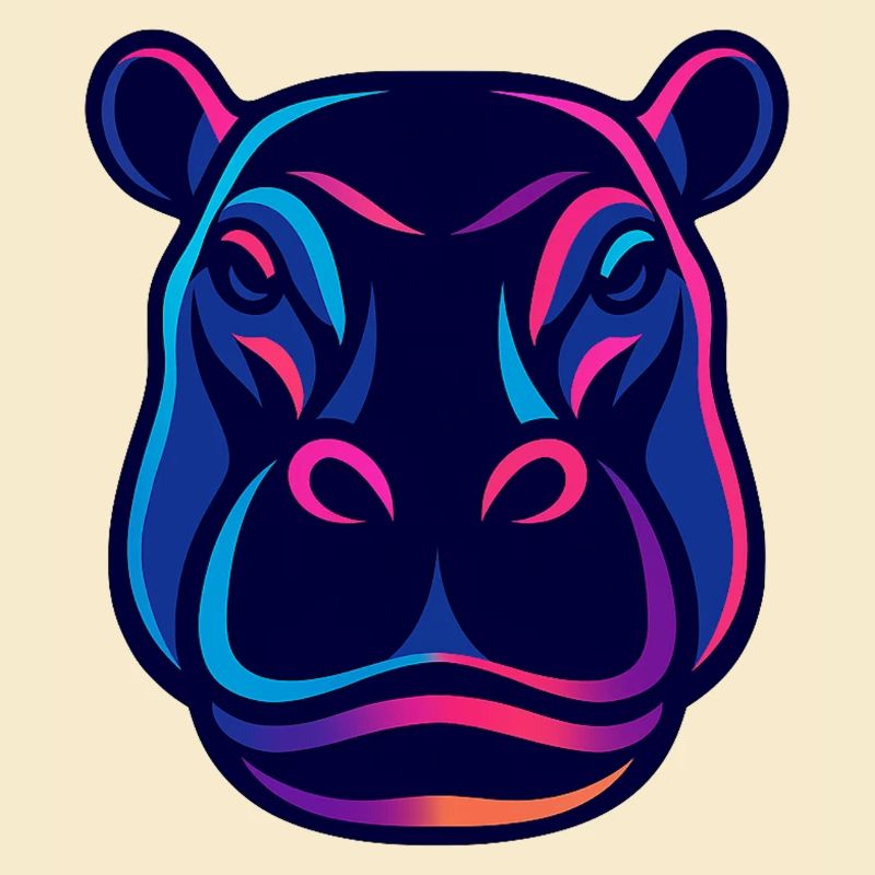 Neon Hippo Head