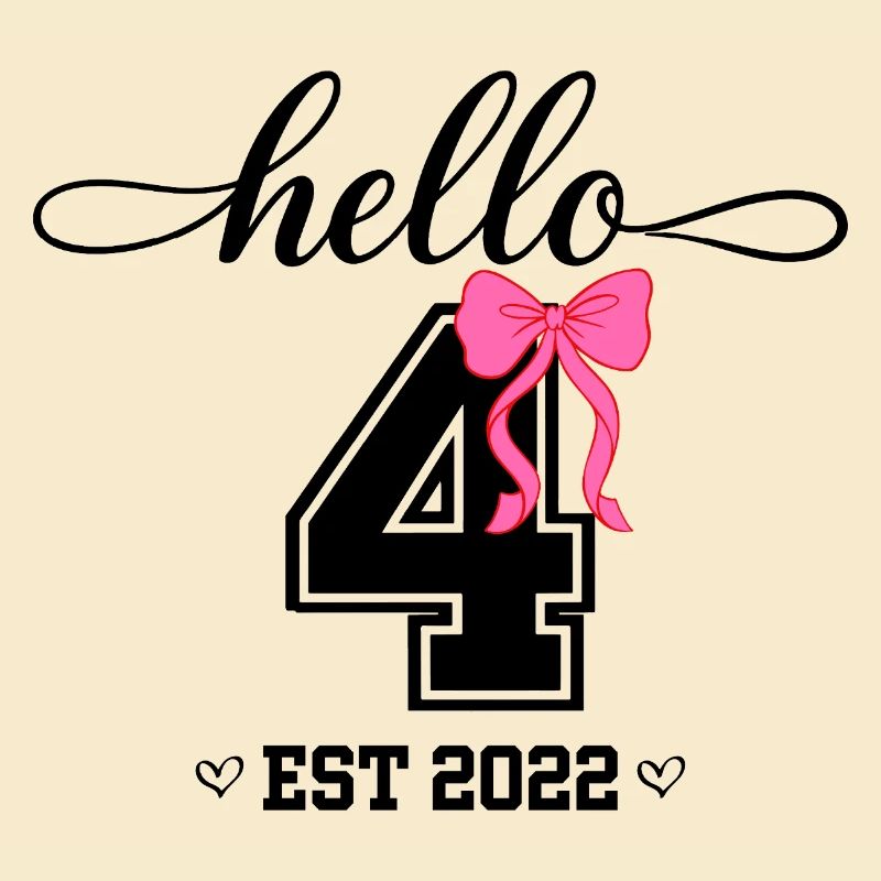 Hello 4 Est 2022 Mädchen Geburtstag Design