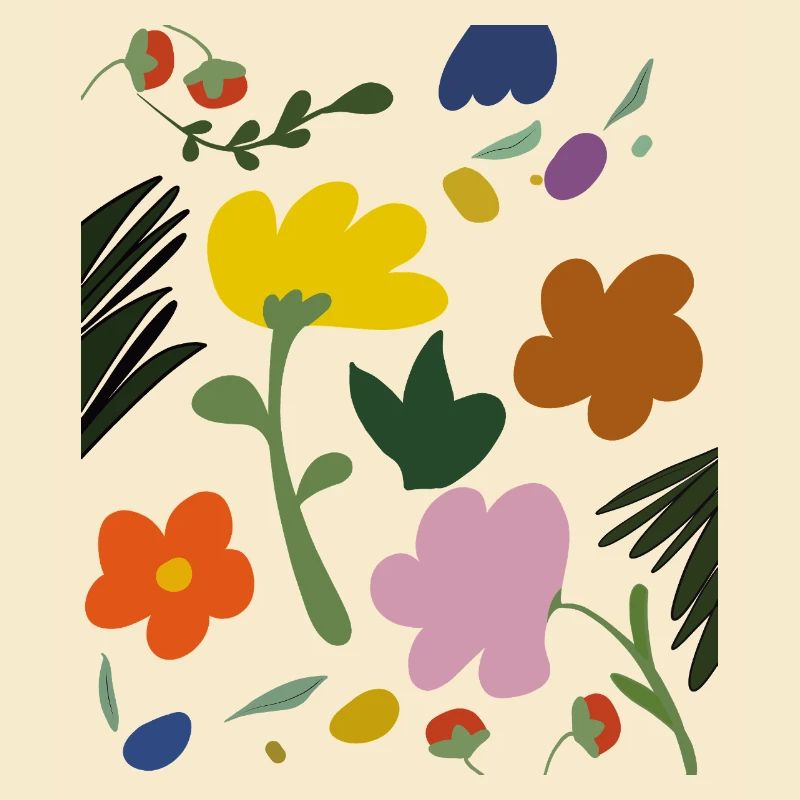 Abstract Flowers in Spring Palette