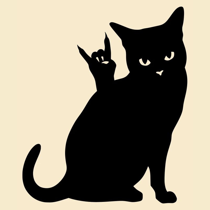 Black Cat – Devil Horns Silhouette