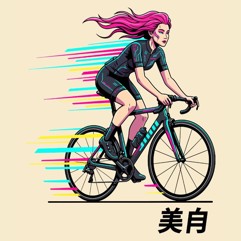 Cycliste sprint néon