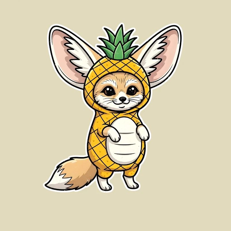 Fennec with Pineapple Comic Shirt Gift