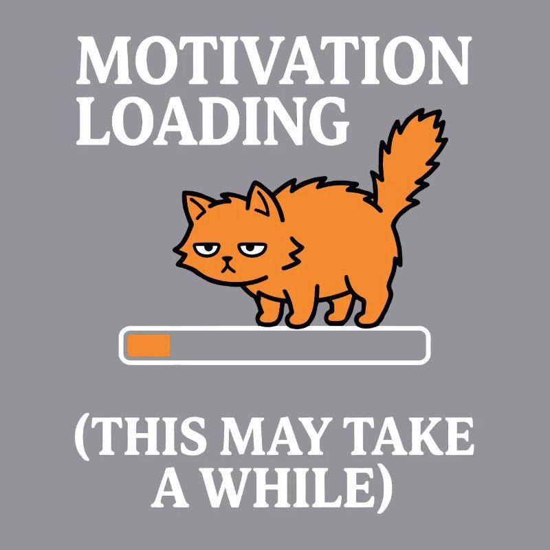 Motivation Loading Tired Cat with Loading Bar