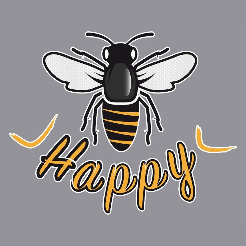 Abeille heureuse avec l’inscription « Happy »