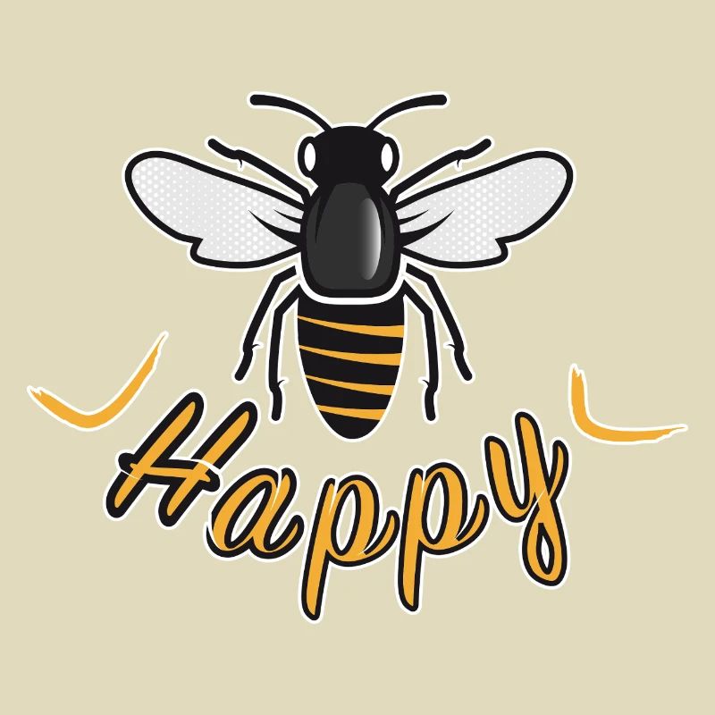 Abeille heureuse avec l’inscription « Happy »