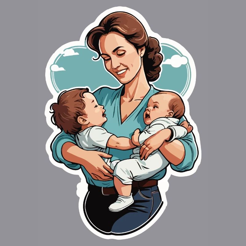 Liebevolle Mutter mit Zwillingsbabys