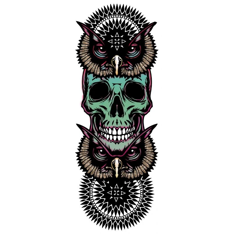 Totenkopf mit Eule