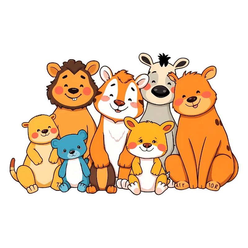 Verspielte Tierfamilie Comic Design