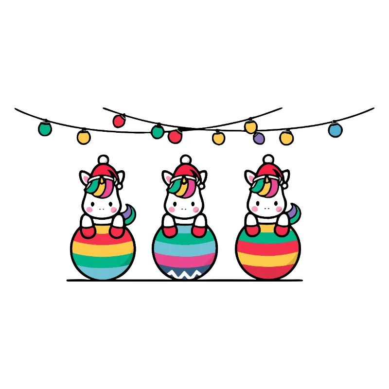 3 Einhörner Weihnachtskugeln Freunde