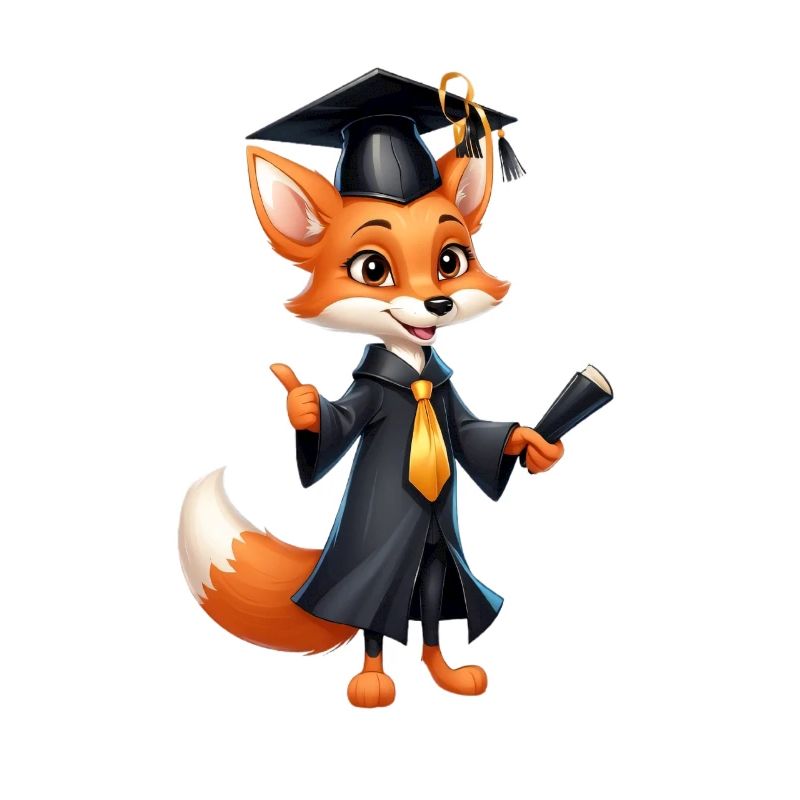 Graduation fox with diploma hat