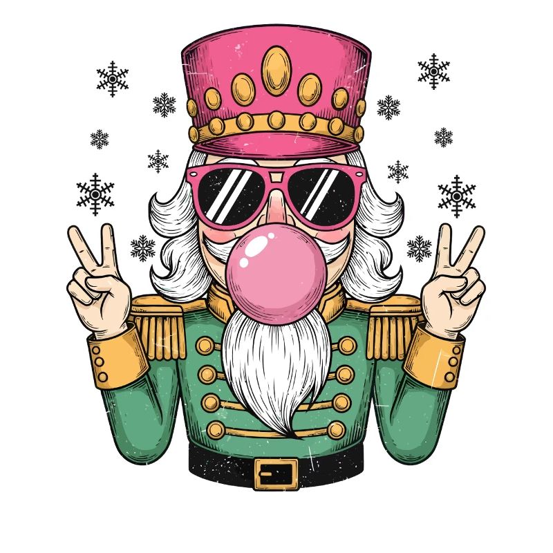 Nutcracker blows chewing gum